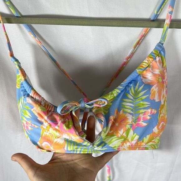 Hurley Bikini Top Tropical Stringy Size XL NWT Pastel Colors - Picture 2 of 5